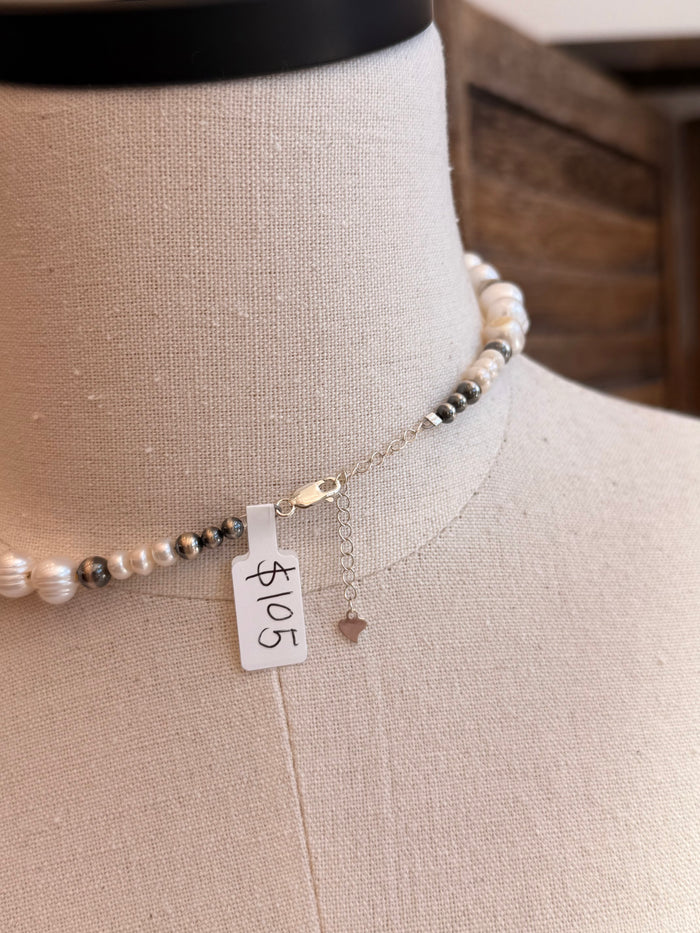 15" Chunky Freshwater Pearl Sterling Silver Necklace