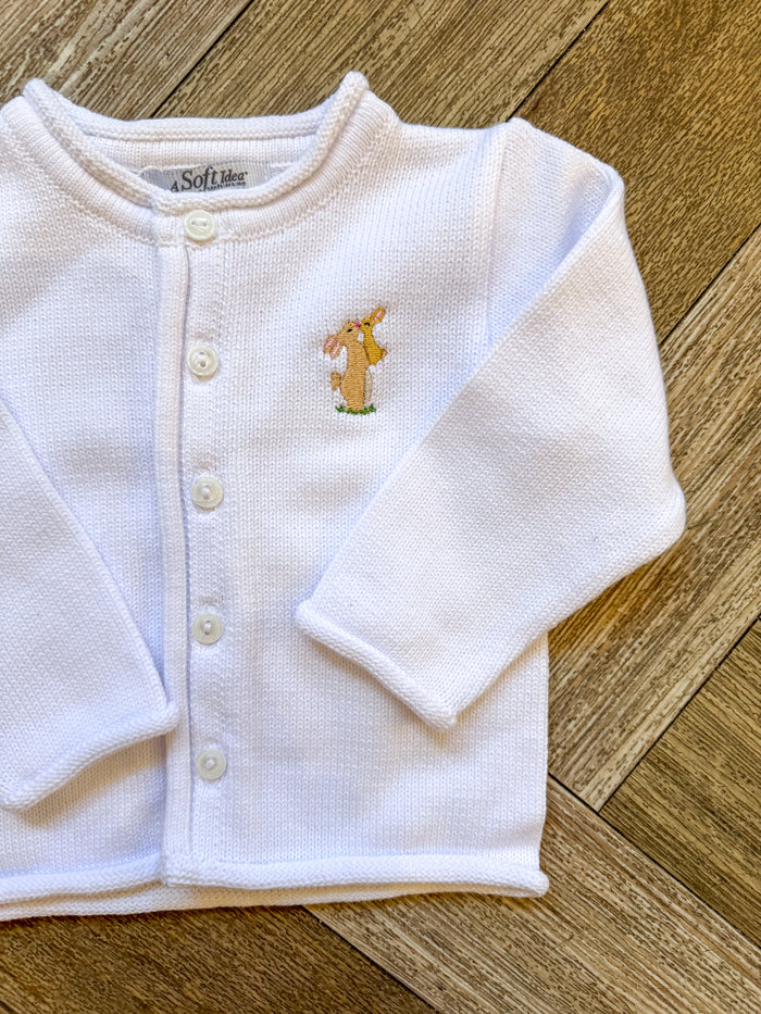 A Soft Idea Mommy & Baby Bunny Cardigan in White