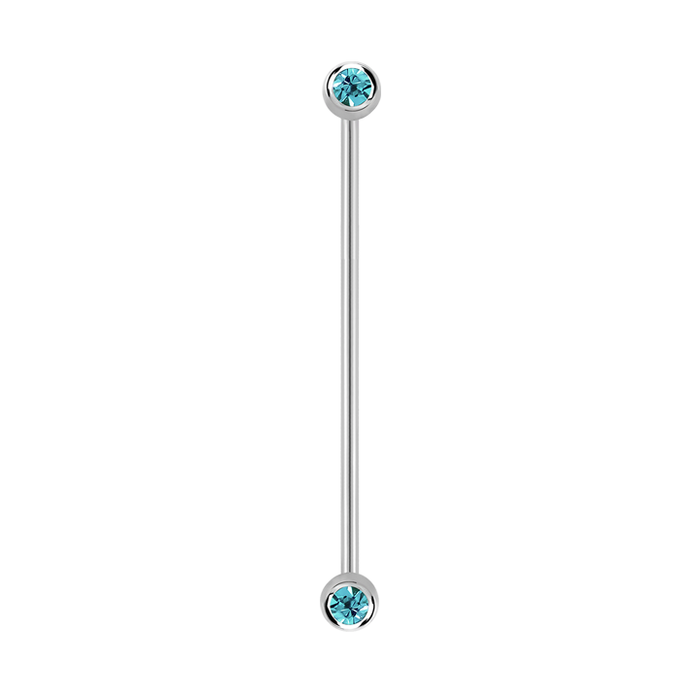 14g Surgical steel Industrial barbell Aquamarine 38mm / Surgical Steel / Aquamarine Barbell