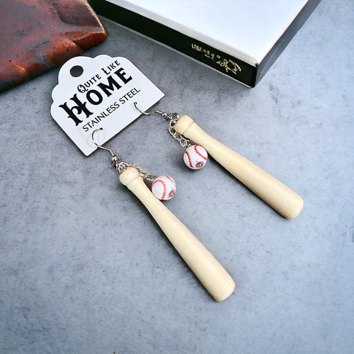 Baseball & Bat Earrings