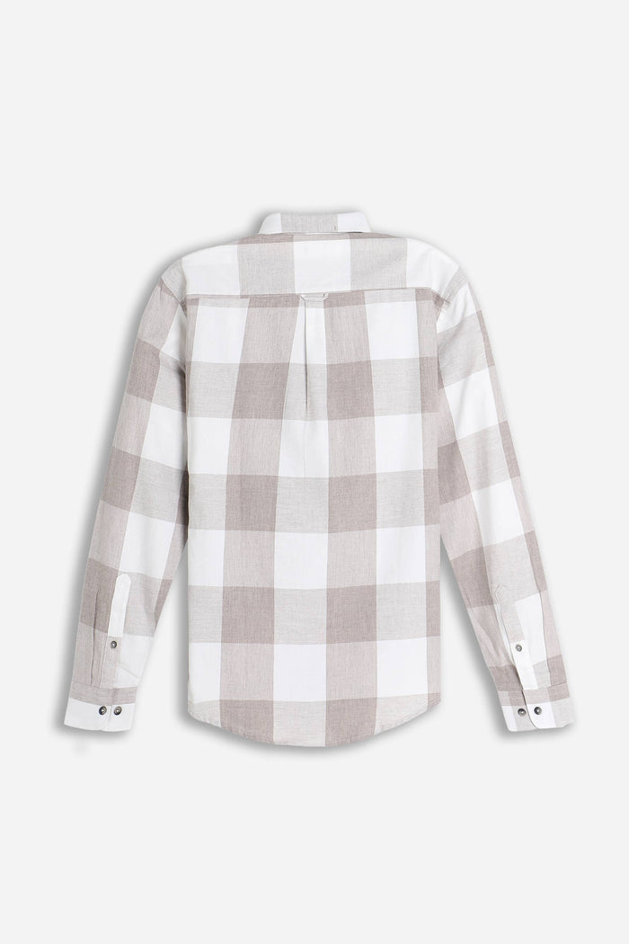 CAMICIA A QUADRI FLANELLA F-BEIGE