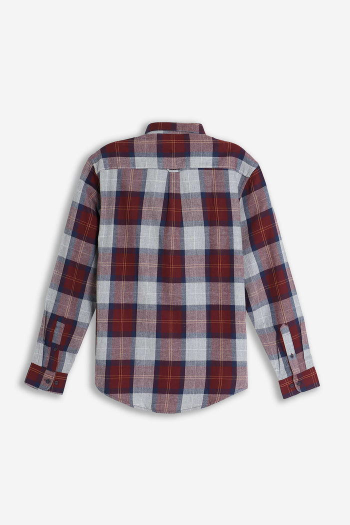 CAMICIA CON QUADRI FLANELLA F BORDEAUX