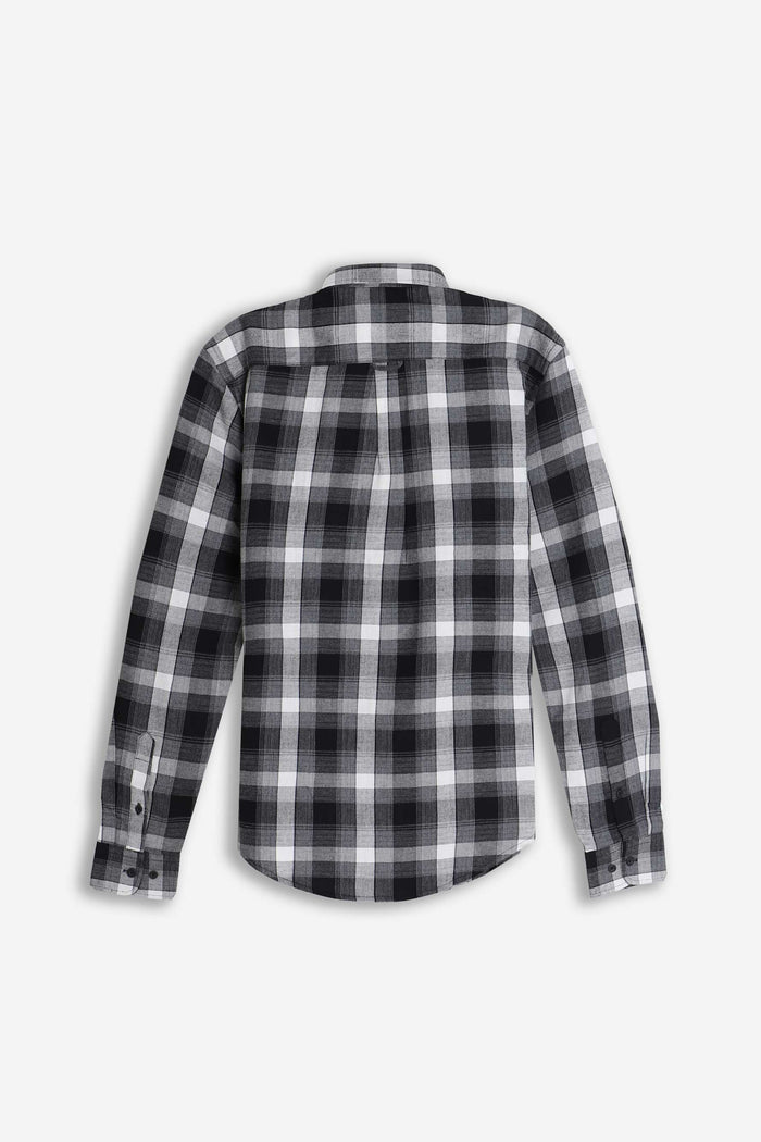 CAMICIA CON QUADRI FLANELLA F NERO