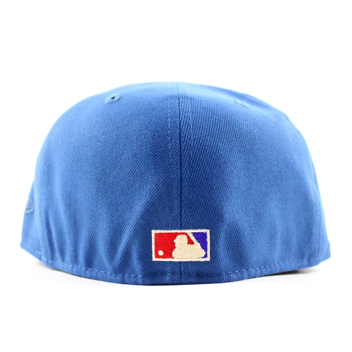 Chicago Cubs be Alert For Foul Balls New Era 59Fifty Fitted Hat (Seashore Blue Pink Under Brim)