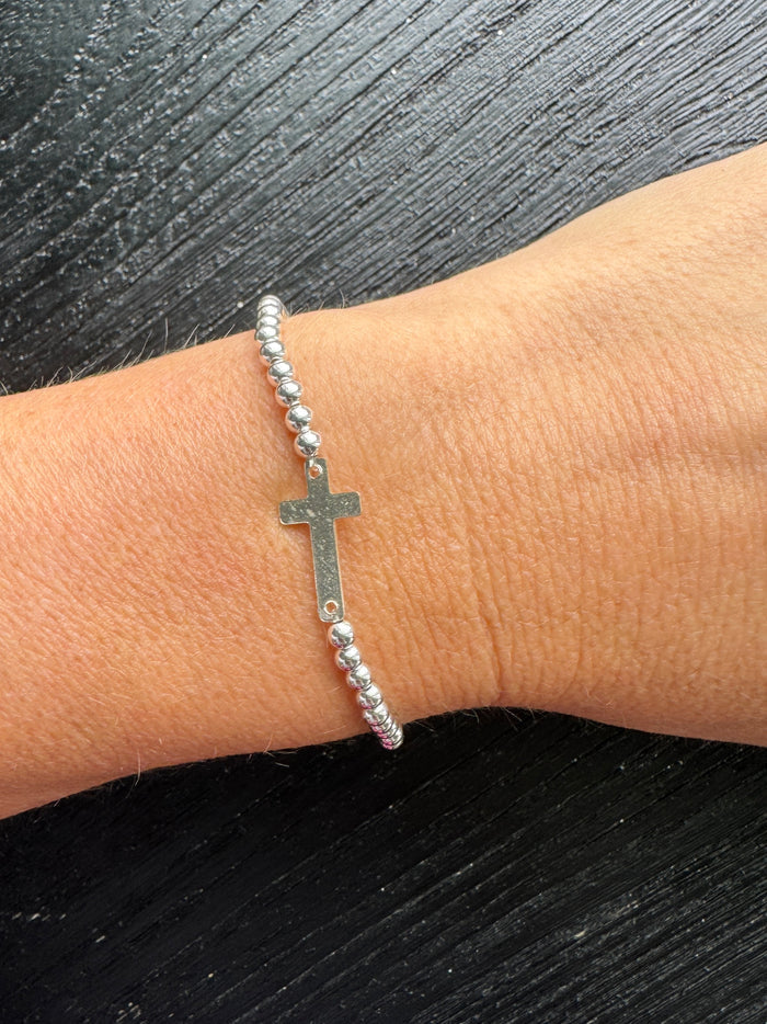 Cross Silver Bracelet | Waterproof