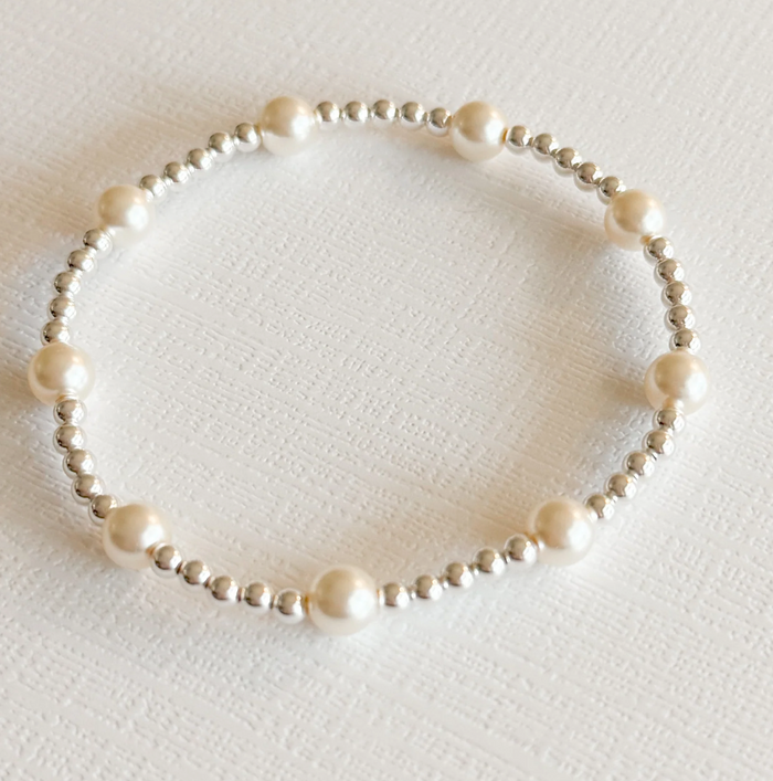 Emma Pearl and Silver Bracelet | Waterproof
