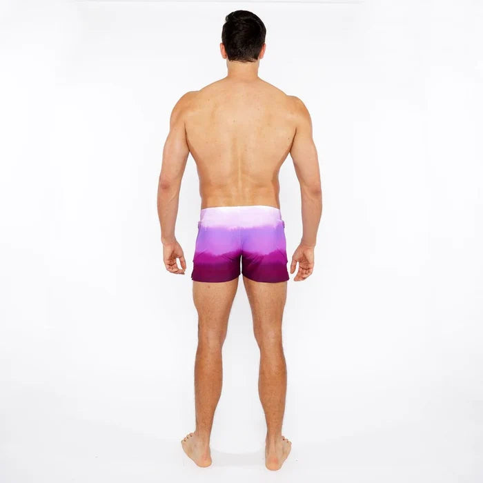 Fuchsia Gradient Printed Swim Short W/Mesh Brief Lining St-8024-05
