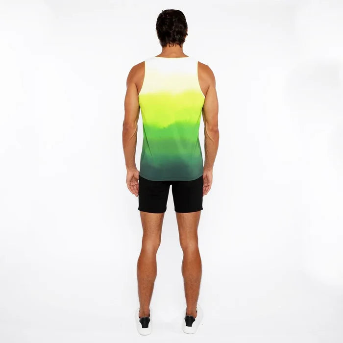 Green Gradient Printed Stretch Mesh Tank Top St-11138