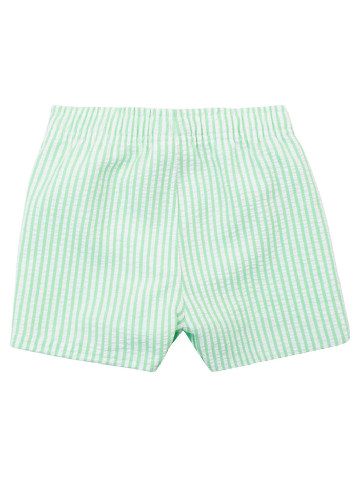 Green Seersucker Swim Trunks