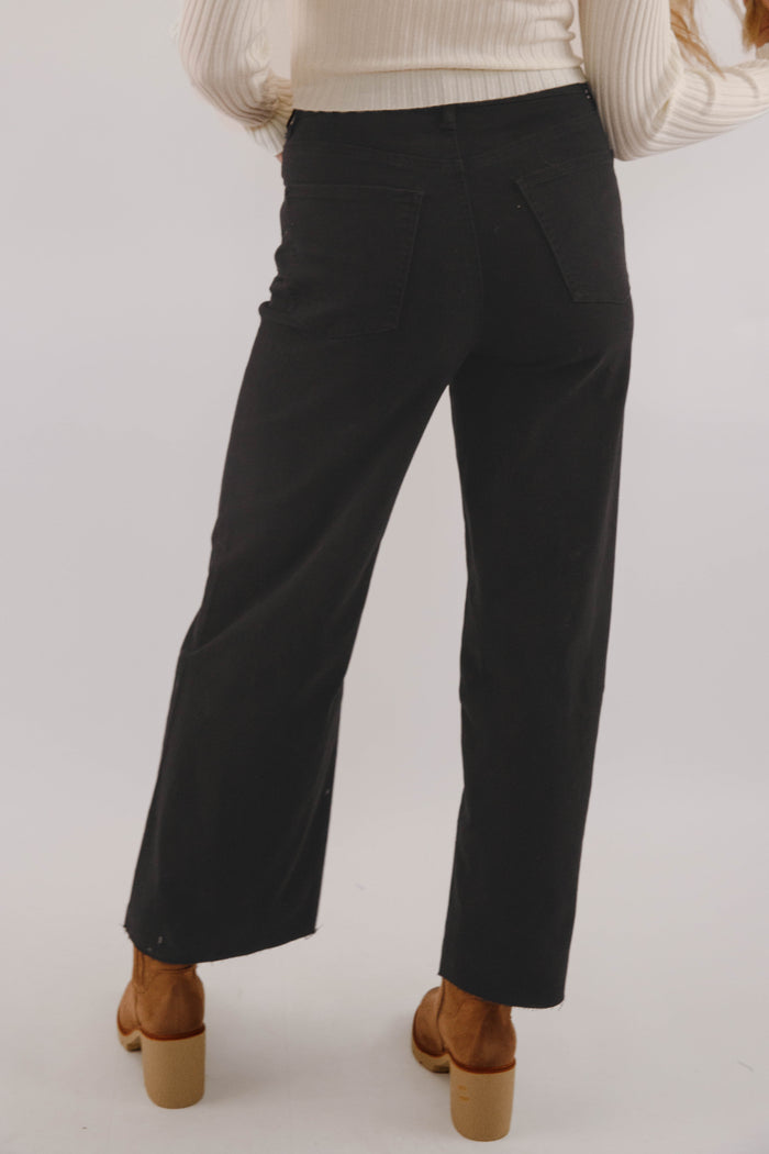 Women's Black Wide Leg Denim Jeans- Women's Stretch Jeans in Black