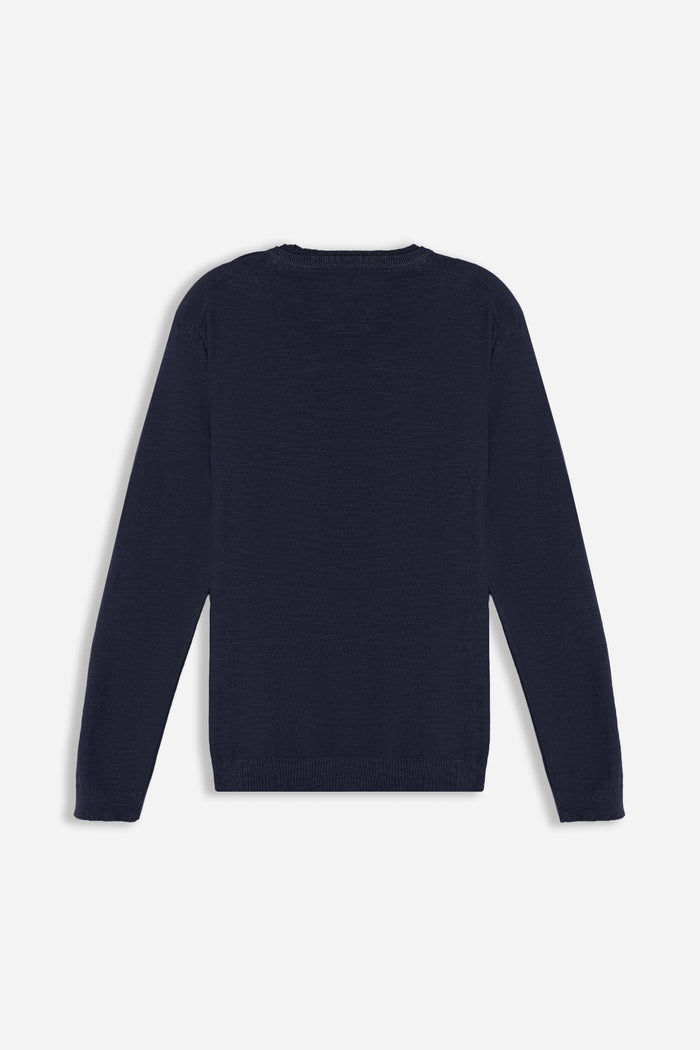 MAGLIA GIROCOLLO TESSUTO SLUB BLEU