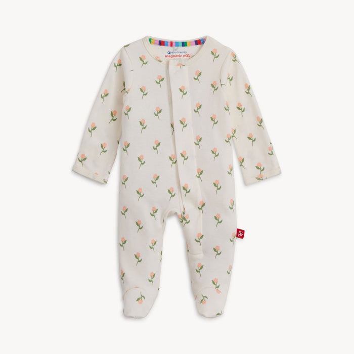 Magnetic Me Organic Cotton Footie in Floral Chicken Tender