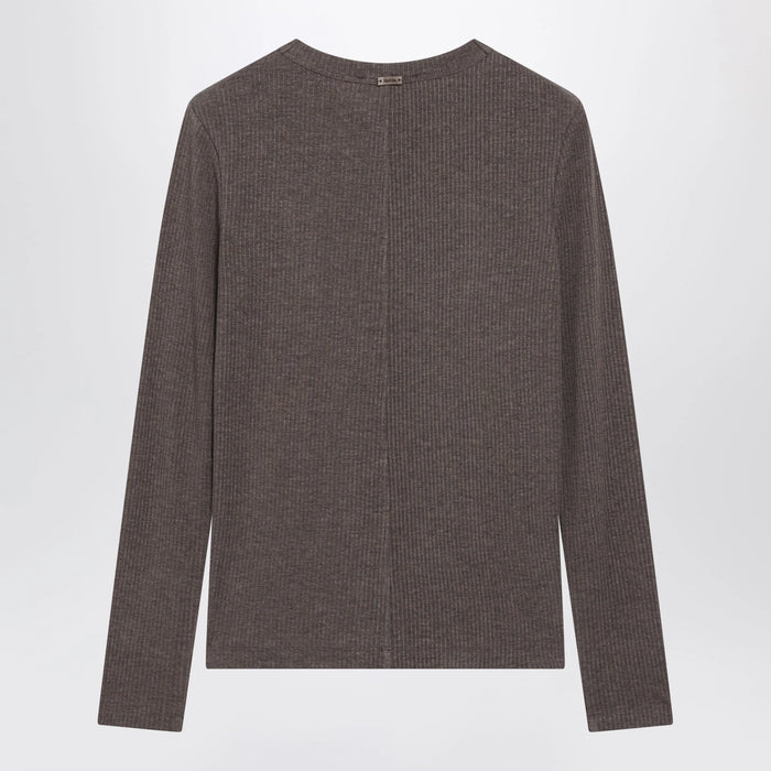 Max Mara - Long-Sleeve T-Shirt in Dark Khaki Jersey