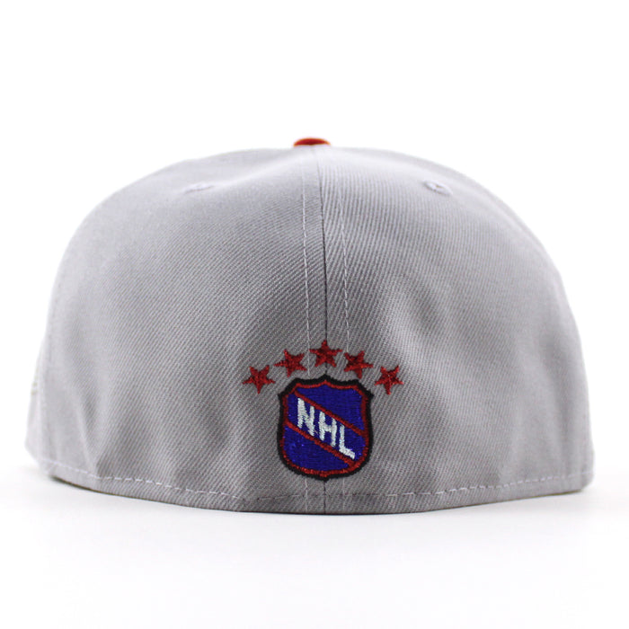 New York Rangers SHIELD 1965-1966 85th Anniversary New Era 59Fifty Fitted Hat (Gray Black Gray Under brim)