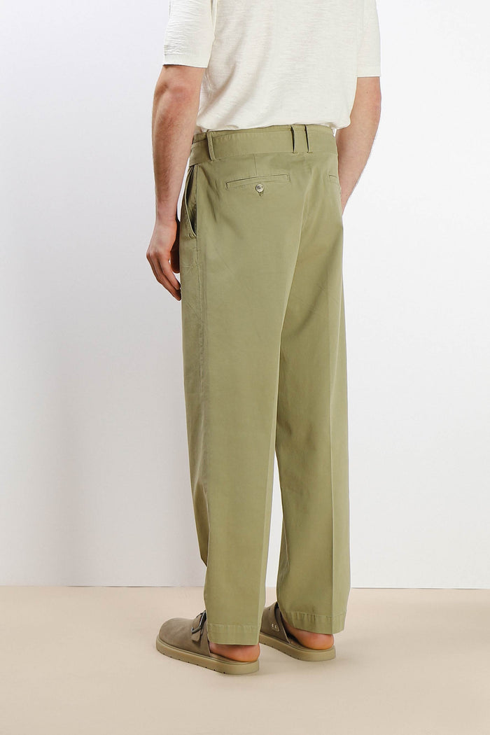 PANTALONE CHINO DOPPIA PENCE E CINTURINO KAKI