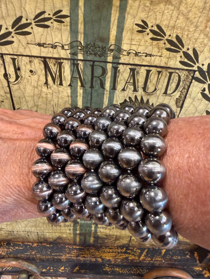 Pearl Stretch Bracelet - Silver or Copper