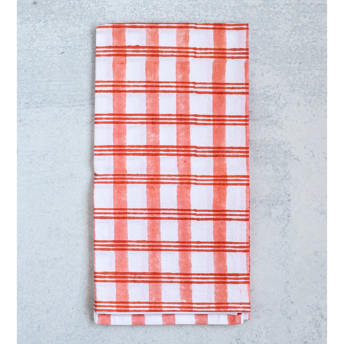 Plaid Block Print Tea Towel