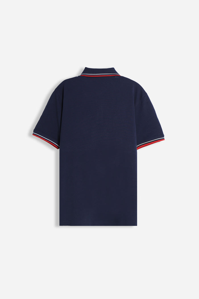 POLO IN PIQUET BASIC BLEU