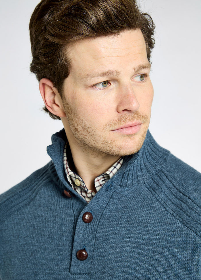 Shields Men’s button neck knit - Indigo