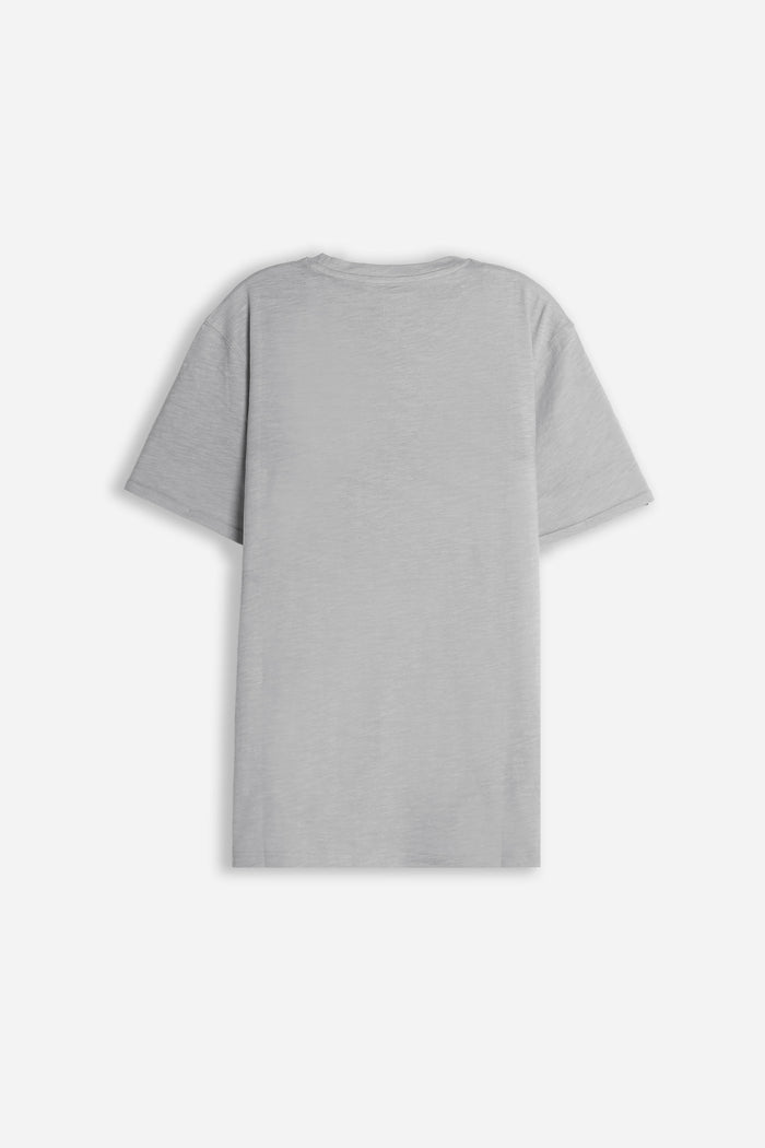 T-SHIRT GIROCOLLO SLUB CON TASCHINO GRIGIO SCURO