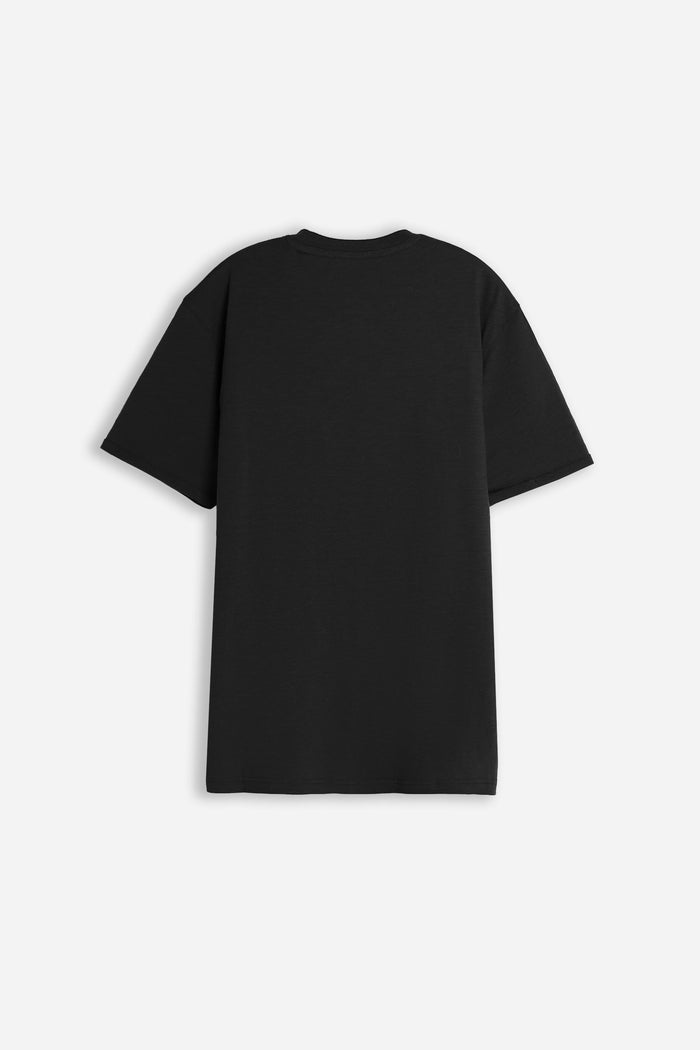 T-SHIRT GIROCOLLO SLUB CON TASCHINO NERO