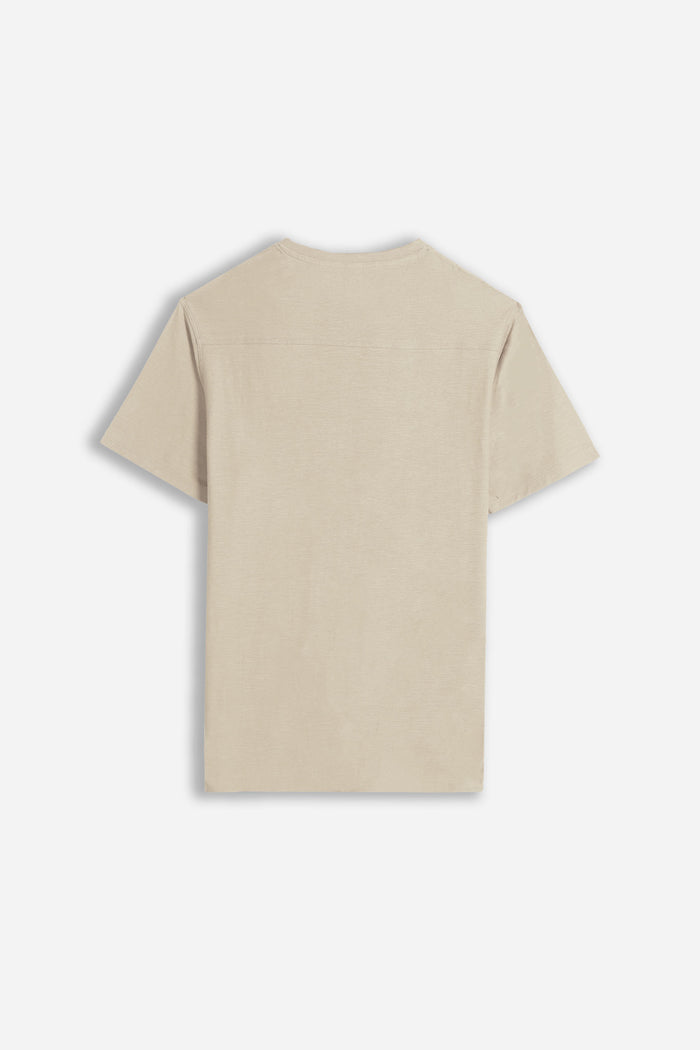 T-SHIRT SLUB SERAFINO CON TASCHINO BEIGE CHIARO