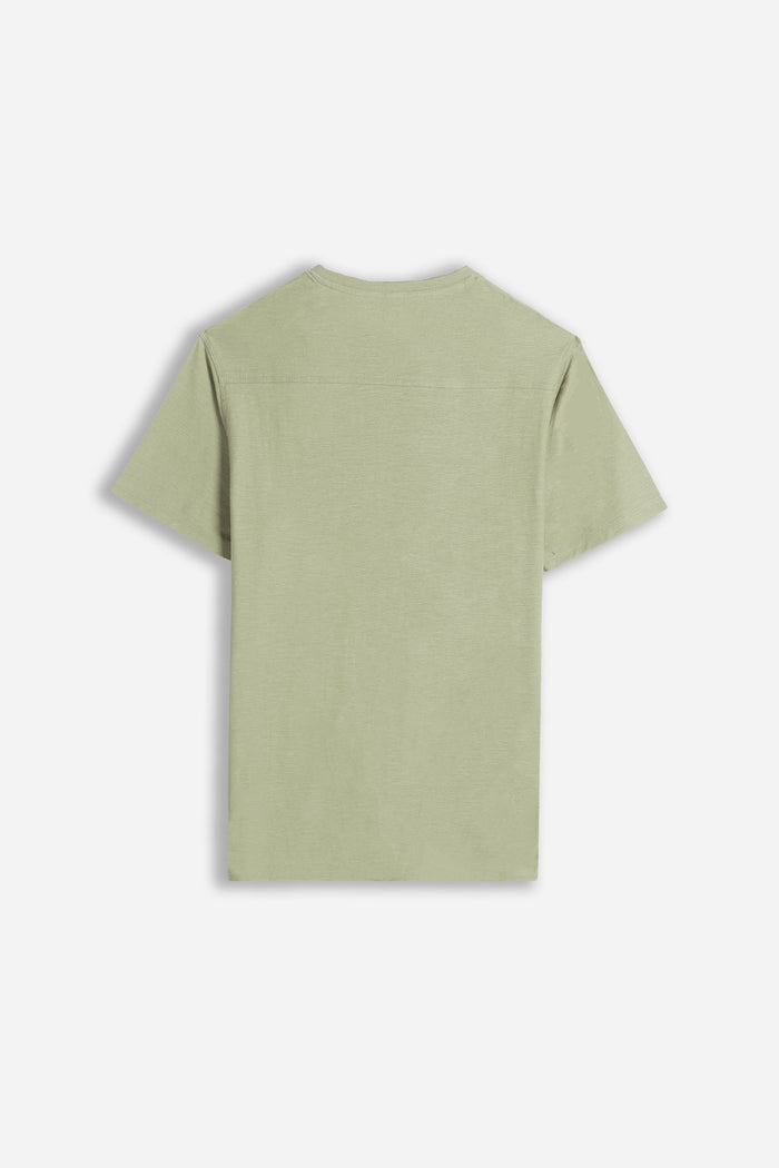 T-SHIRT SLUB SERAFINO CON TASCHINO KAKI