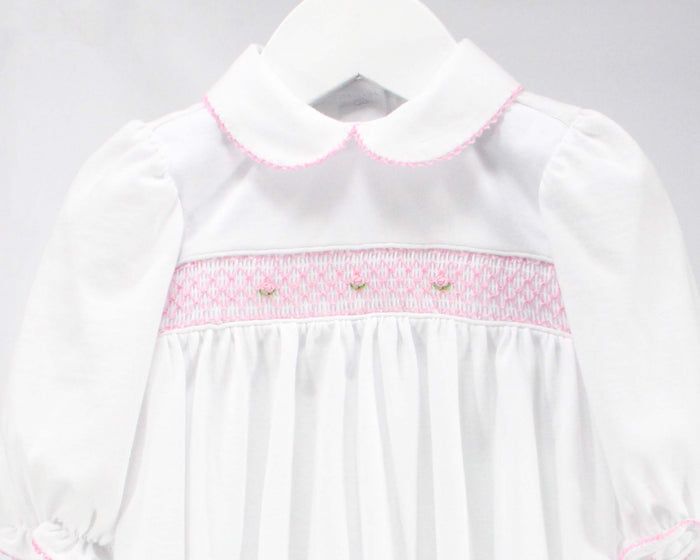 White and Pink Geometric Claire Gown
