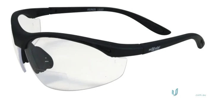 Black-framed bifocal safety glasses eps466-2 for uniforms with clear lenses
