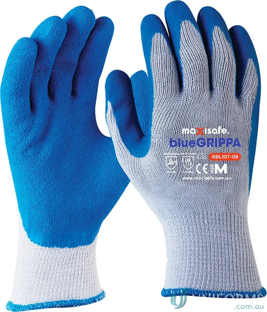 Blue Grippa glove with blue and white work gloves for better grip and hand protection