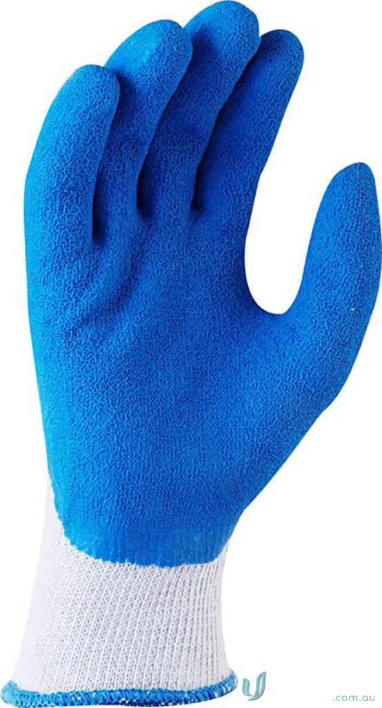 Blue Grippa Glove showing blue and white work glove for tough jobs