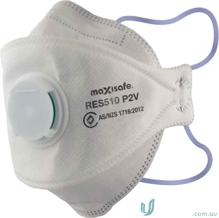 White respirator mask with exhalation valve for workwear and uniforms safety