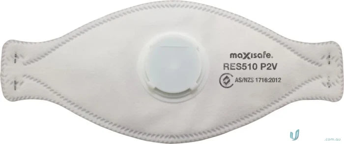 White respirator mask with valve from 20pk P2 3-Panel Flat Fold Valve Respirator for workwear