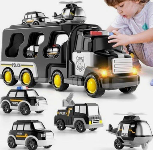 7 In 1 Police Toys Cars Car Transporter