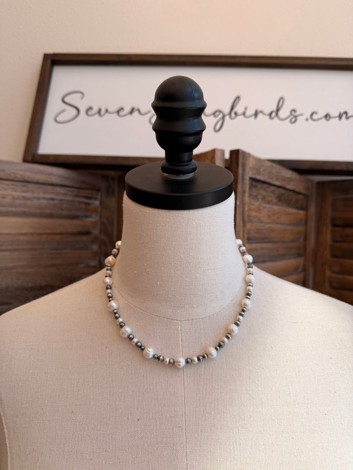 17" Freshwater Pearl Sterling Silver Necklace