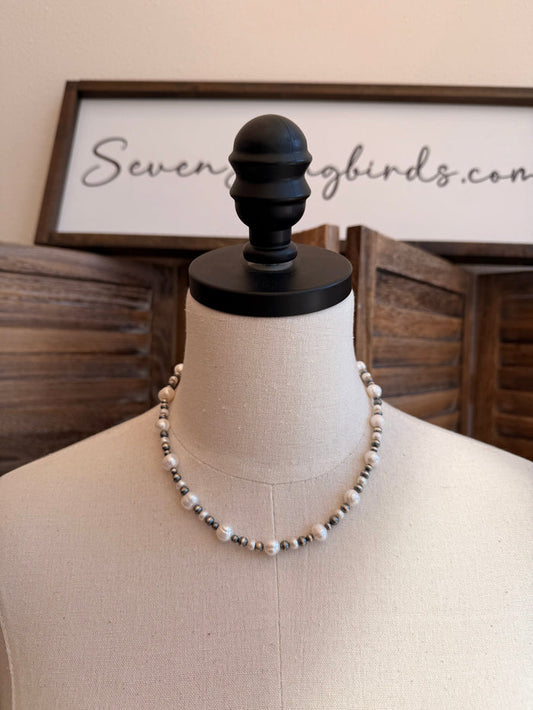 17" Freshwater Pearl Sterling Silver Necklace