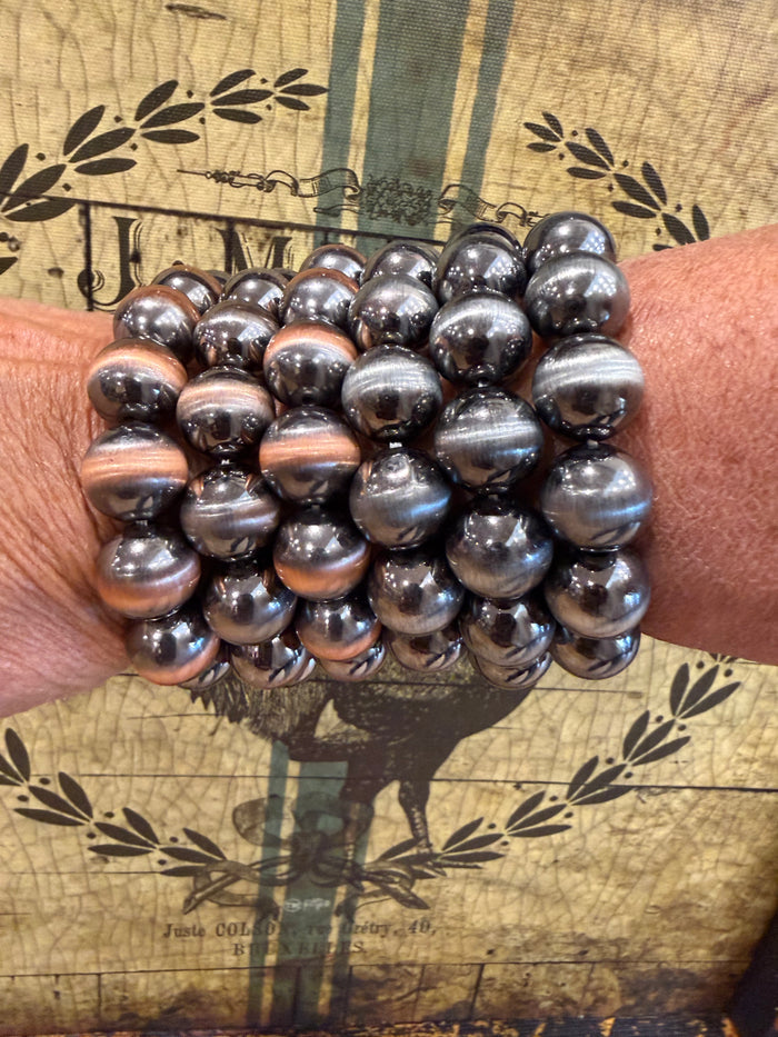 Bubble Gum Pearl Stretch Bracelet - Silver or Copper