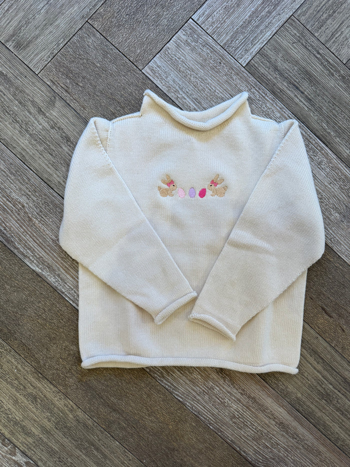 A Soft Idea Bunny Besties Roll Neck Sweater in Natural