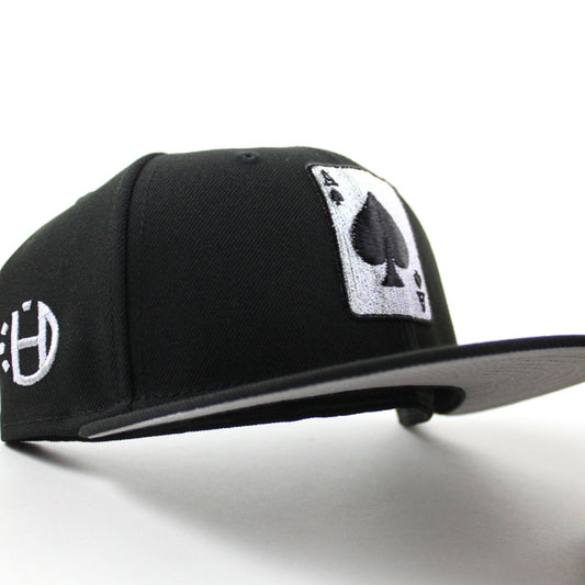 Ace of spades Card Halftime Patch New Era 59Fifty Fitted Hat (Black Gray Under Brim)