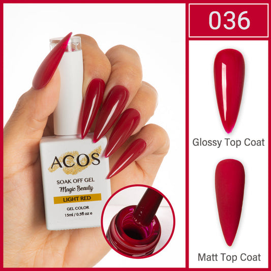 ACOS Magic Beauty Gel Polish Colour Light Red (036) - Lashmer