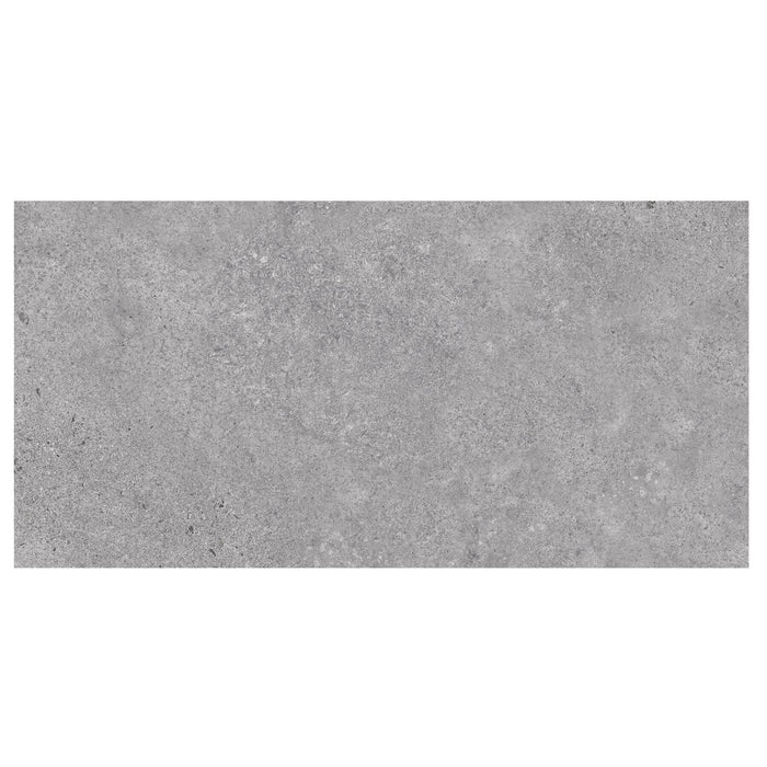 Rectangular gray tile with a textured surface on a white background