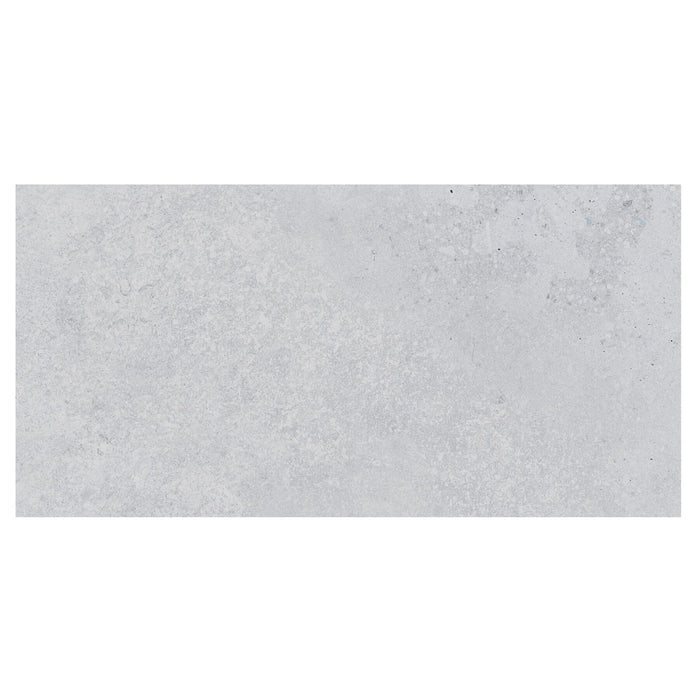 Rectangular gray tile with a textured surface on a white background