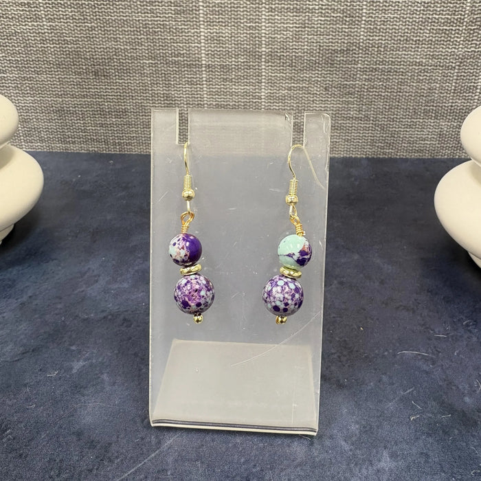 purple bead earrings Dlyan T Designs