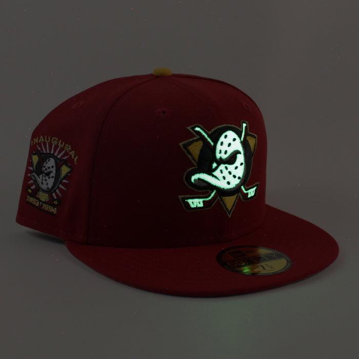 Anaheim Ducks Inaugural Season New Era 59Fifty Fitted Hat (Scarlet Red Gray Under brim)
