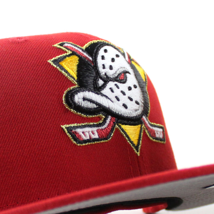 Anaheim Ducks Inaugural Season New Era 59Fifty Fitted Hat (Scarlet Red Gray Under brim)
