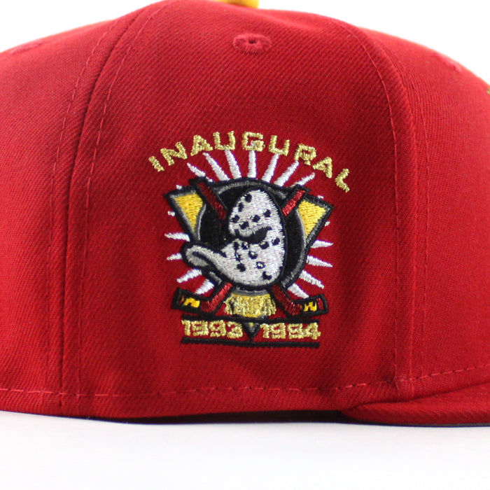 Anaheim Ducks Inaugural Season New Era 59Fifty Fitted Hat (Scarlet Red Gray Under brim)