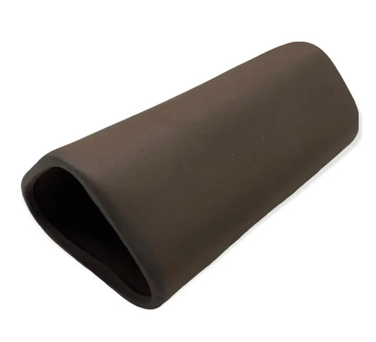Aquarium Cave Flat Triangle — dark brown ceramic fish hide with tapered opening
