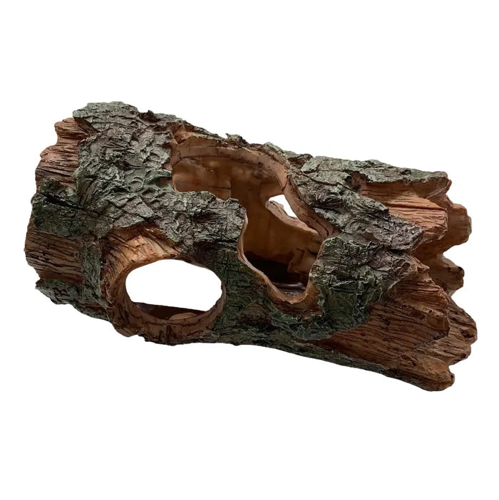 Aquarium Cave Natural Trunk with realistic brown green faux wood bark texture