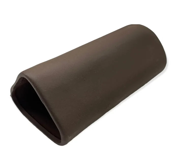 Aquarium Cave Triangle Shape — dark brown ceramic fish hide, rounded profile