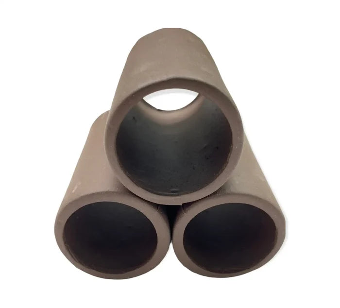 Aquarium Cave Triple Pipe Wide: three brown cylindrical pipes in triangular formation